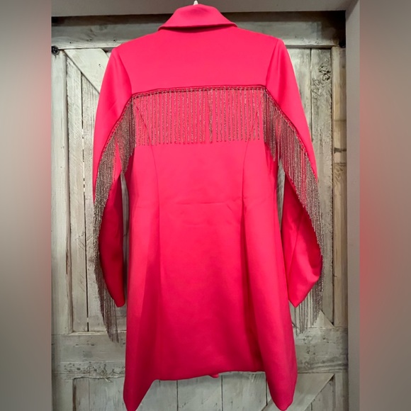 Cowboy Cowgirl Barbie Pink Metal Fringe Bling Button Jacket Dress Size Large - Picture 12 of 16